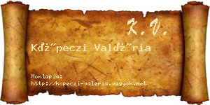 Köpeczi Valéria névjegykártya